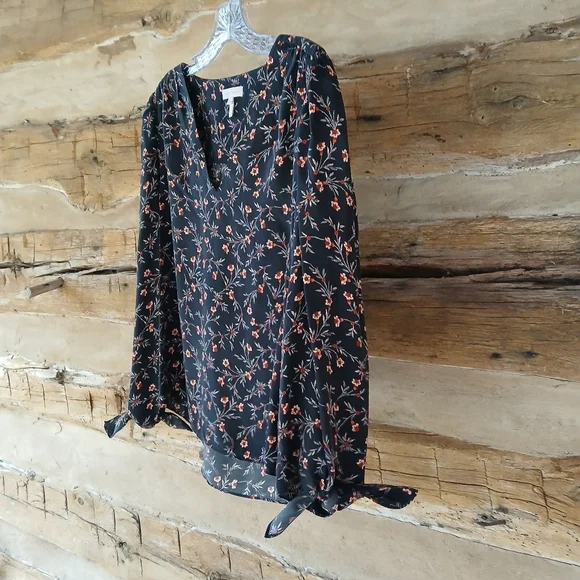 Rebecca Taylor Lia Black Floral Silk Blend Blouse Size 10 - Picture 4 of 9